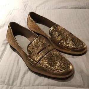 J. Crew Gold Foil Loafers